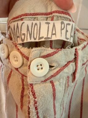 Magnolia Pearl Cream and Red Striped pants